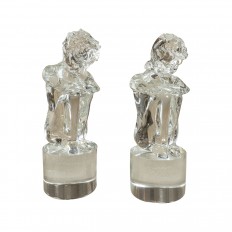 Pair of clear glass figure sculpture 